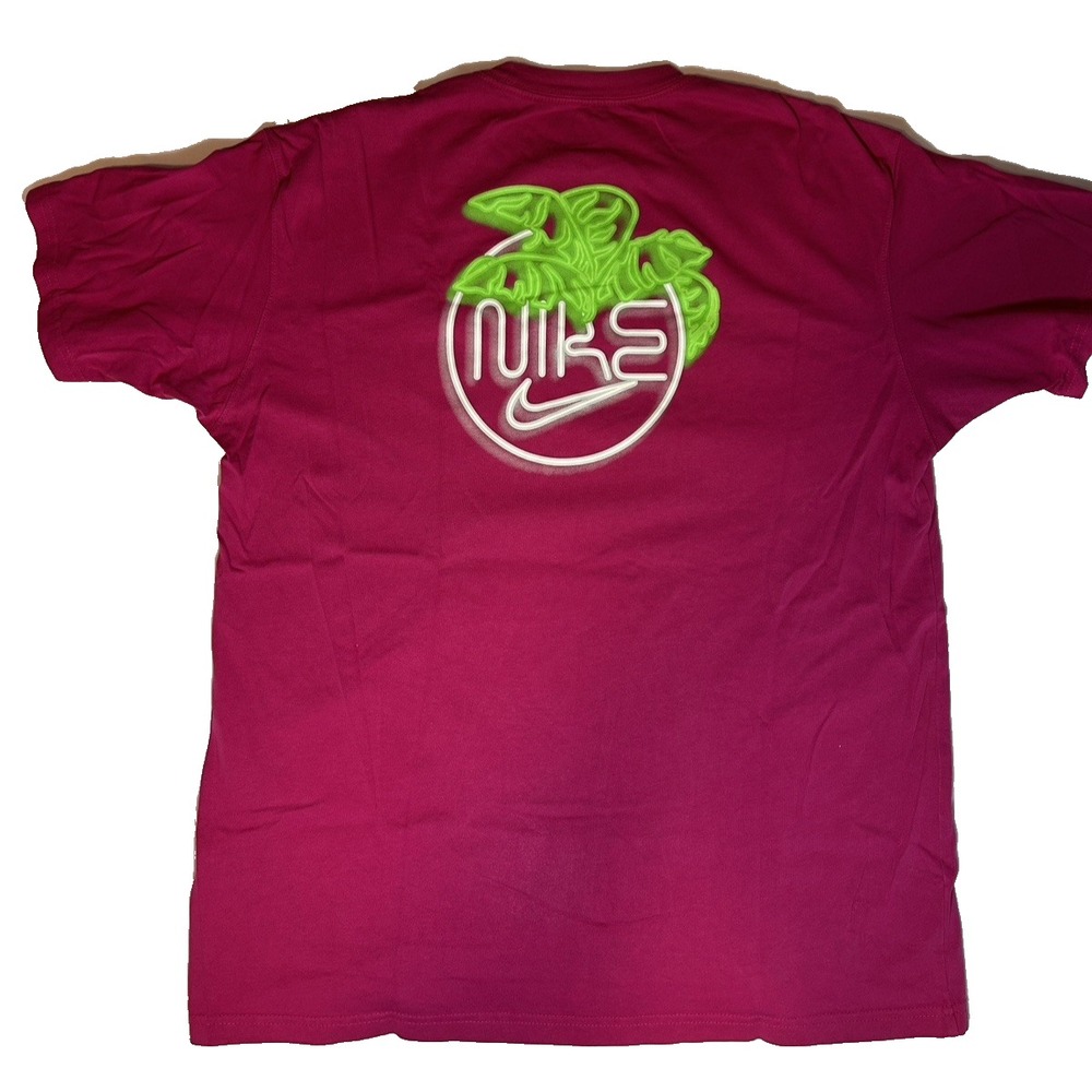 Nike T-Shirt Mens Large Hot Pink Neon Tropical Graphic DB5950-615